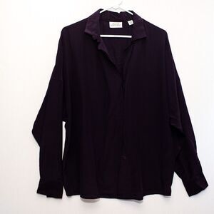 Linda Allard Ellen Tracy womens purple Silk 12 button down shirt